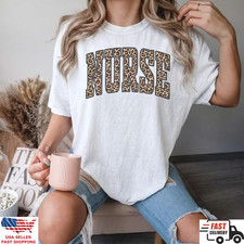 Nurse Leopard Print Shirt Cute Healthcare Worker Graphic Tee