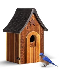 Water Proof Bluebird Bird Houses for Outside, 1.5" Entrance with Landing Perc...