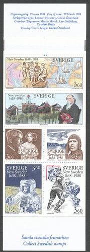 Sweden 1988 Booklet New Sweden Engravers Slania Sjööblom Mörck. MNH