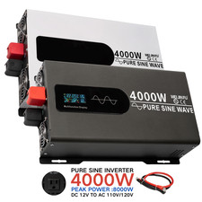 Power Inverter 4000 W 8000 Watt 12V DC to 110V 120V AC LCD Cable Car RV
