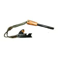 Ferro Rod Fire Starter, Fire Steel Striker with Wood Handle and Lanyard, for ...