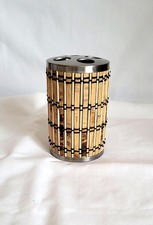 Bamboo Wrapped Metal Toothbrush Holder 4  Hole Bathroom Accessory Natural Style