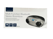 Insignia- AM/FM Radio Portable CD Boombox with Bluetooth -Silver/Black ns-bbbt20