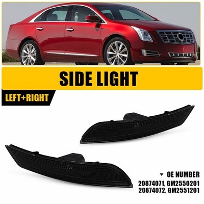 For Cadillac XTS 2013-2017 Smoked Lens Front Side Marker Lights Lamp Pair 2Pcs
