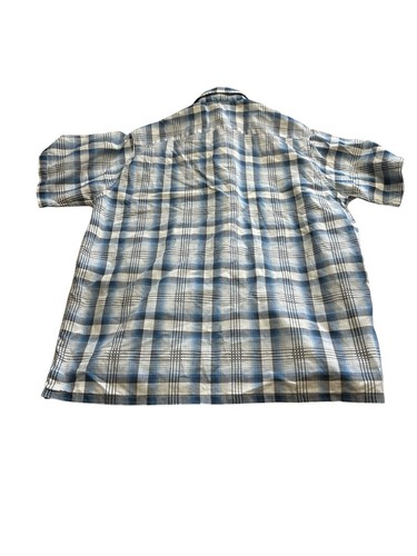 Vintage Penneys Towncraft Shirt Mens M Blue Plaid Camp Loop Collar 60s USA - Picture 8 of 8