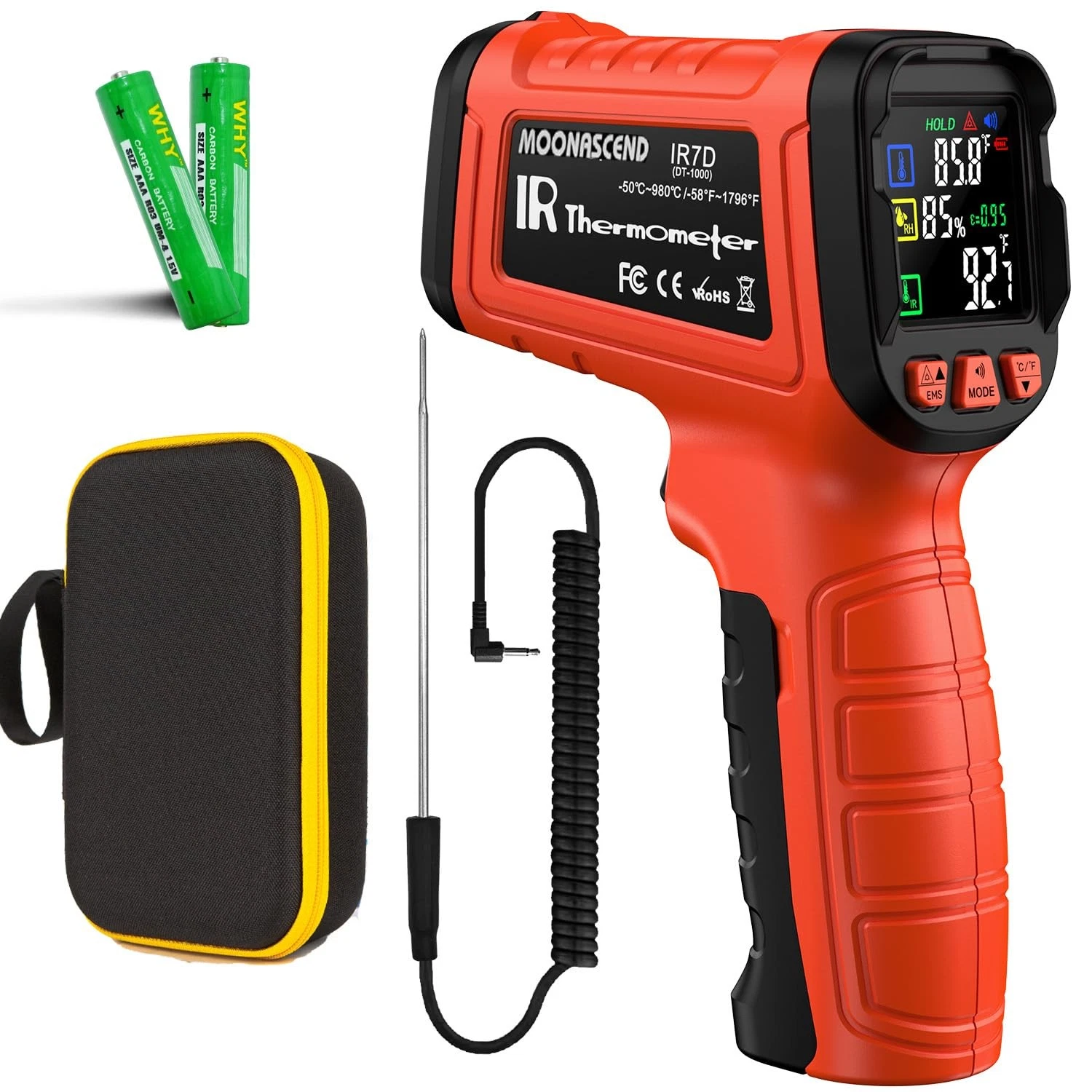 Infrared Thermometer Gun, Include K-Type -58°F to 1796°F and 572°F