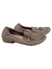CAPRICE Damen Slipper Mokassins 36.5 Beige Lochmuster Quasten Casual