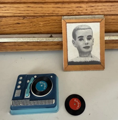 Vintage Barbie Record Player & Records 1626, 1034, 1914 Cardboard Picture Of Ken