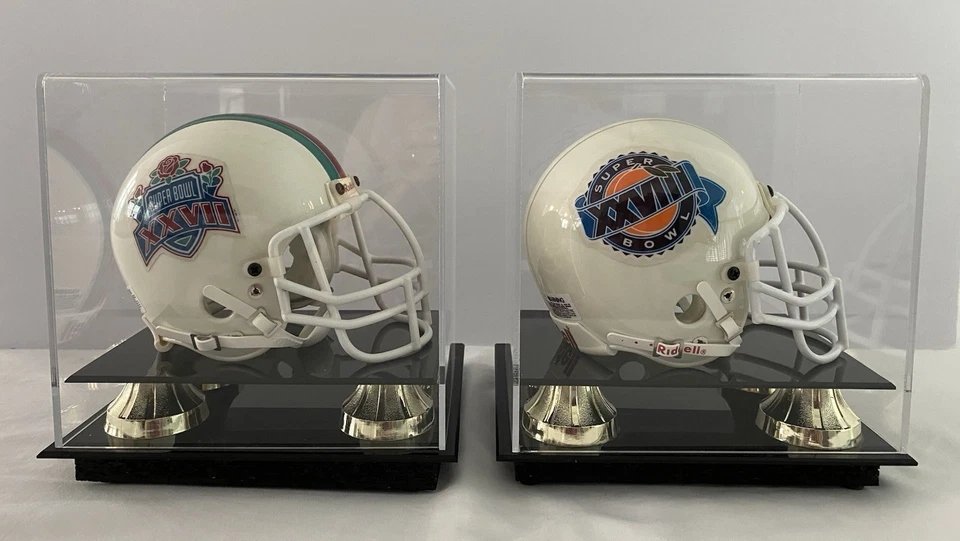 Super Bowls XXVII & XXVIII MVP Signed Mini Helmets Troy Aikman & Emmitt Smith - Image 3 of 4