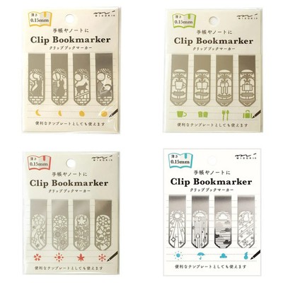 MIDORI Bookmark Clip Bookmarker Cat Moon Flower Weather Patterns 43404006 Japan