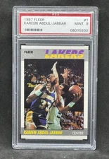 1987 FLEER #1 KAREEM ABDUL-JABBAR PSA 9 HOF MVP LAKERS