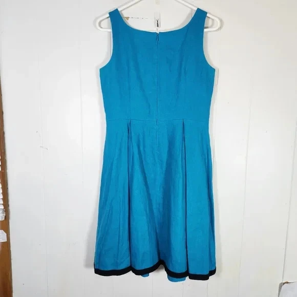Talbots Pure Irish Linen Sleeveless Dress With Pockets Size 6 Petites Teal Blue - Image 2 of 4