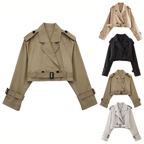 Jacke Mäntel Frauen Lange Ärmel Polyester Schwarz Dunkelbraun Hellgrau - Bild 2 von 20