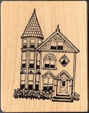 PSX Small Victorian House Mansion Rubber Stamp Rare