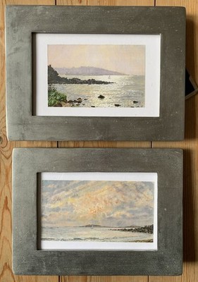 2 Scilly Isles Sonnenuntergang - Samson & St Mary's Drucke von P M Smith, Silberrahmen GC