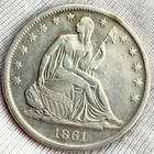 1861-S Seated Liberty Silver Half Dollar San Francisco 50c US Coin BETTER DATE!