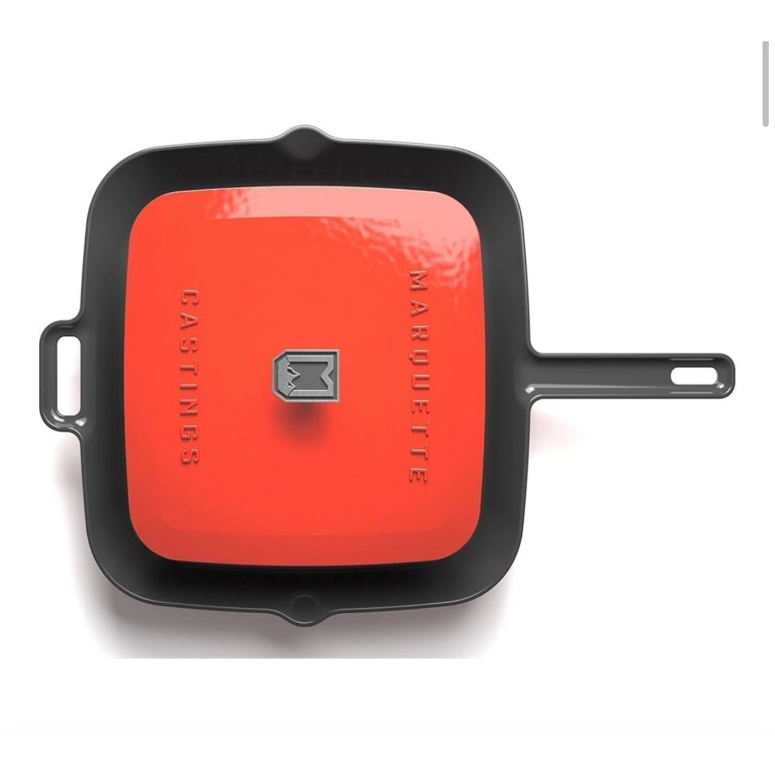New Marquette Castings Enameled Grill Pan with Press Cast Iron 11in Red sealed