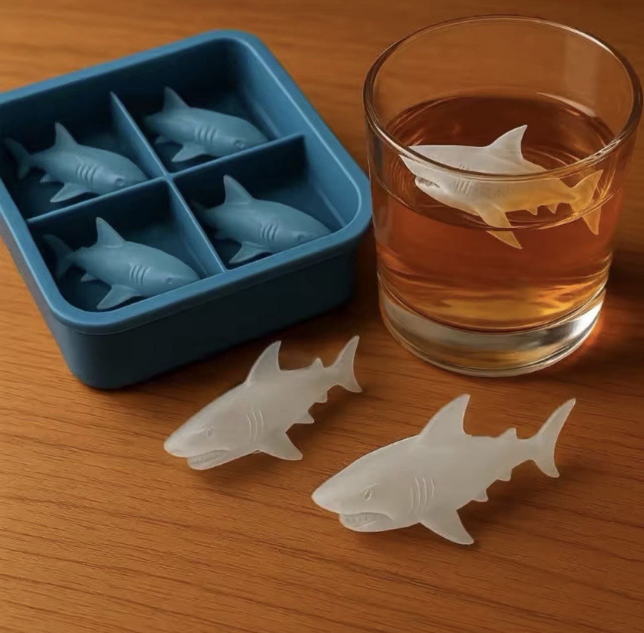 3D Hai Silikon Eiswürfelform Form für Whisky Cocktails Easy Release Form Neu