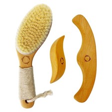Dry Brushing Body Brush for Lymphatic Drainage with Wood Massage Tool Vegan...