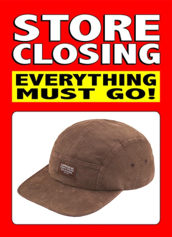 Casquette de camp Supreme velours côtelé poche marron coton FERMETURE MAGASIN !!