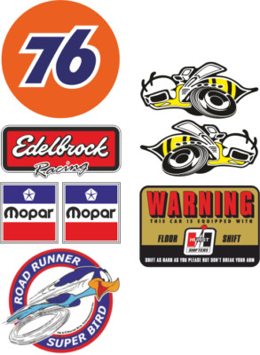 8x Mopar Road Runner Aufkleber 76 Edelbrock V8 Sticker Muscle Car USA STP MG644