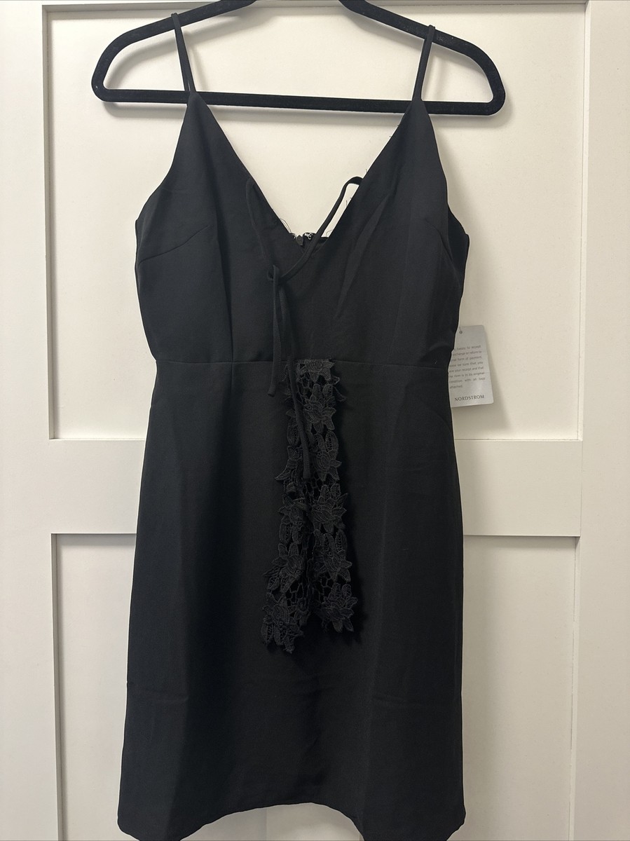 19 Cooper Embroidered Sleeveless Mini Dress Black Size M NEW