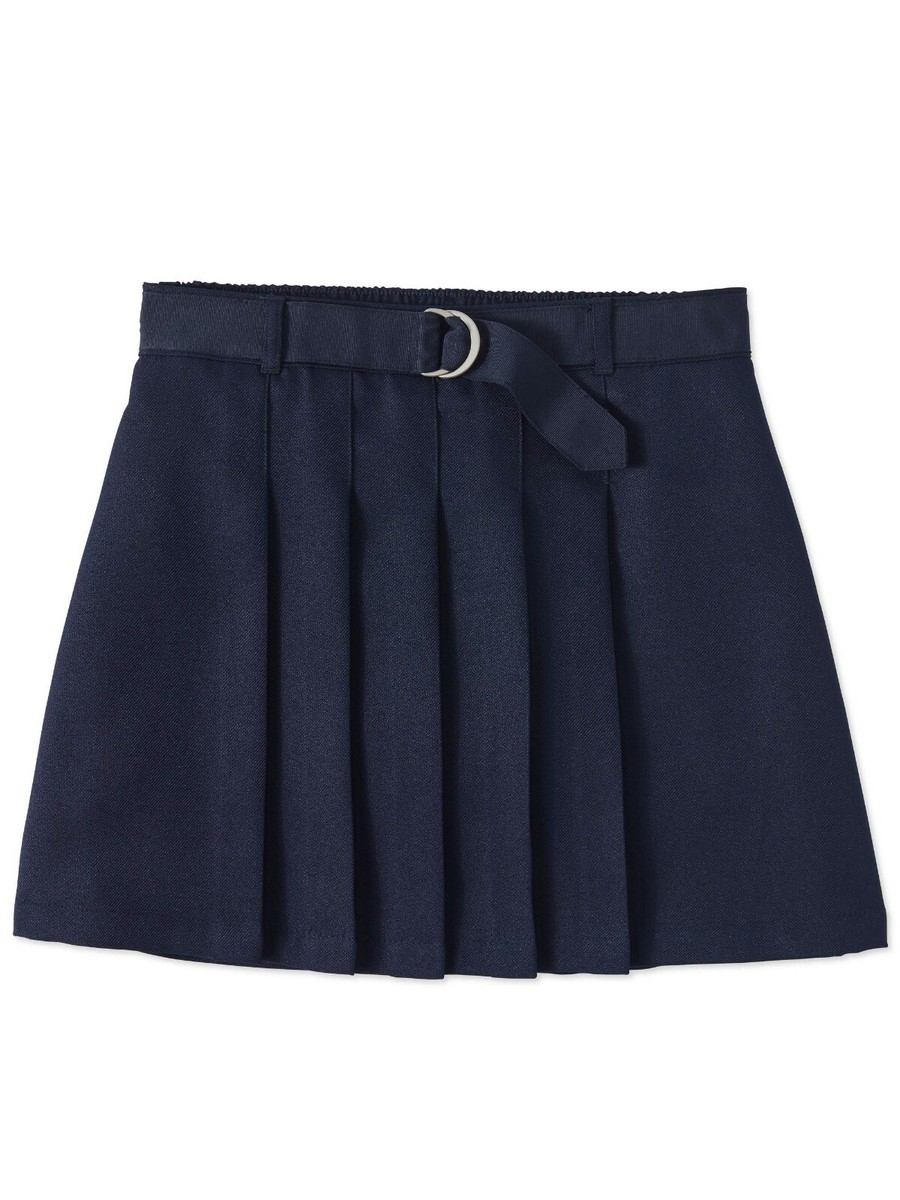 Wonder Nation Girls Navy Blue School Uniform Pleated Belted