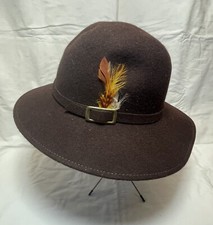 Vintage Henry Pollack Glenover Wool Hat Brown W/ Ribbon  Feather
