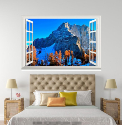 3D Schnee Berg Baum 42 Offen Windows WallPaper Wandbilder Mauer Druck Deco Carly