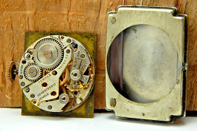 Vintage Helzberg Cortebert 17 jewel men's wrist watch movement with gemmed dial