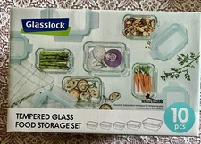 Glasslock Oven Microwave Safe Glass Food Storage Containers 10 Piece Set NIB