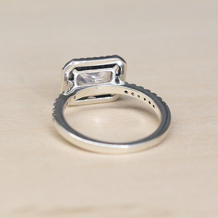 Rectangular Sparkling Halo Ring