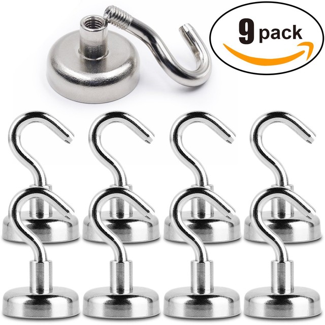9PCS 26LBS Heavy Duty Hooks Strong Neodymium Hook Wall