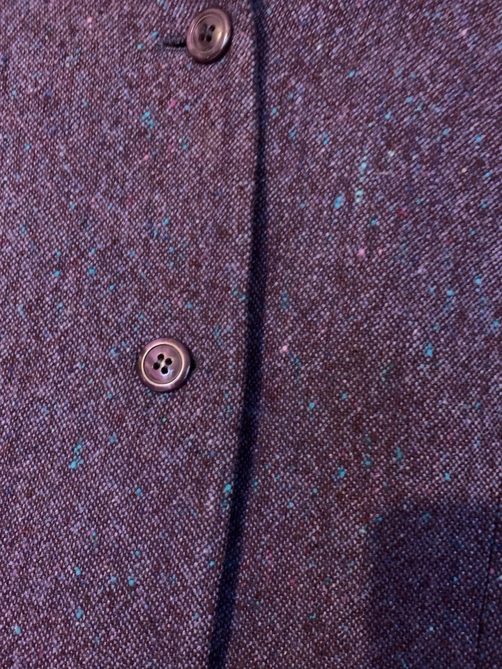 Falda Esquinera Informal Traje Talla 10 Chaqueta de 3 Botones Falda Cremallera Trasera Morada Lana Mezcla Foto 2 de 4