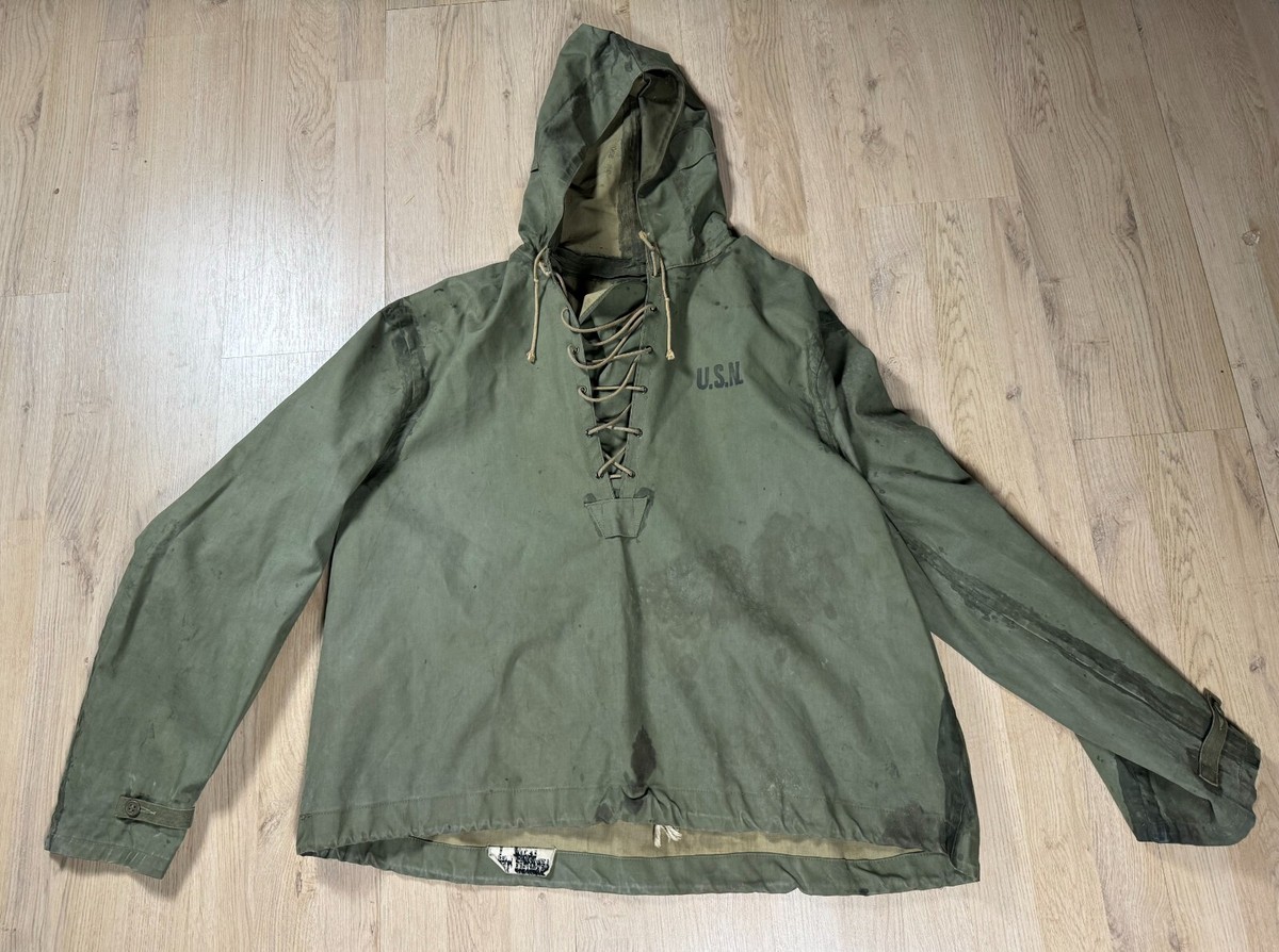 WW2 era USN US Navy Rubberized Foul Weather Anorak Pullover Poncho