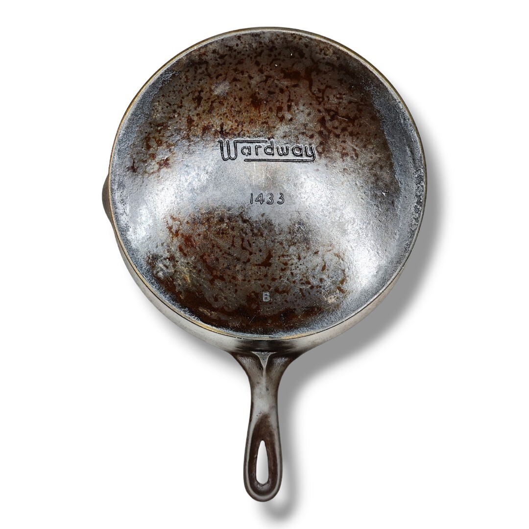 Vintage Wardway By Wagner Cast Iron Skillet 1433B 11" Heat Ring Rare