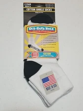 OLD GUYS RULE - Logo Cotton Ankle Socks (Two Pair) - One Size - White/Black 