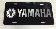 Yamaha Car Tag Diamond Laser Etch On Black Aluminum License Plate