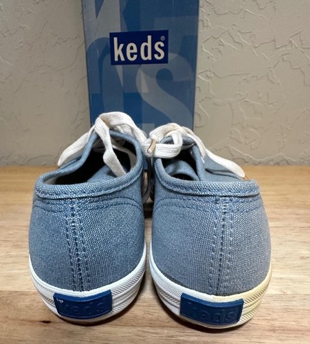 VTG KEDS Sneakers Oxford Chambray Blue WK3020 Canvas Tie Size 6 in Box Theater - Picture 7 of 11