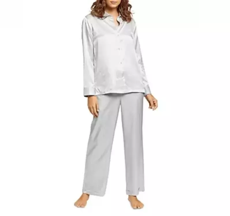 Ginia Washable Silk Blend Long Pajama Set Blue Size XL 1341 eBay
