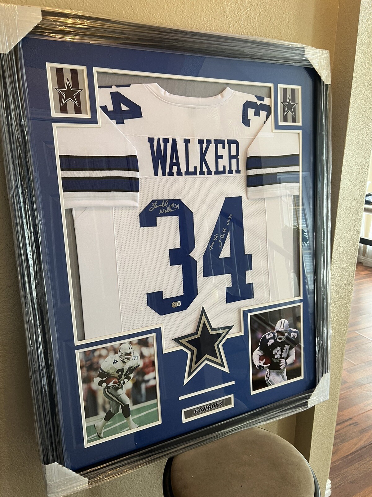 Herschel Walker Autographed Signed Dallas Cowboys Authentic Framed Jersey COA Beckett 