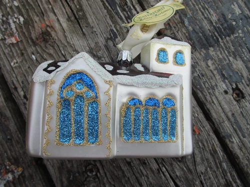 WATERFORD Lismore Church Ornament Romania Original Box RARE OLD Hand Blown