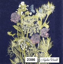  2386 TWO Individual Paper LUNCHEON Decoupage Napkins -WILD FLOWERS MIXED