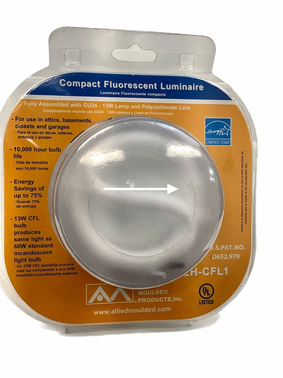 Allied Moulded LH-CFL1 Compact Fluorescent Luminaire, 13 Watt Lamp
