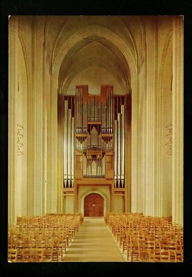 Music postcard Organ at Church in Copenhagen Denmark chrome