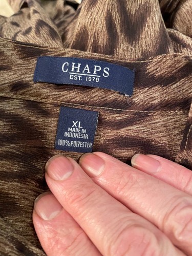 Chaps by Ralph Lauren XL stand up collar Animal Print semi sheer Wild Blouse Top - Picture 7 of 7