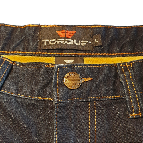 TORQUE Mens Lined Jeans Motorcycle Denim Riding Pant Size L Impact Protectors LN - Picture 13 of 24