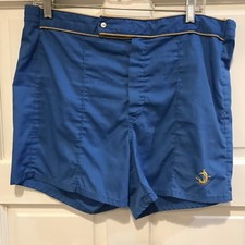 Vintage 80s LAGUNA SWIM SHORTS Trunks Surf Mens Solid Blue No Size Tag 