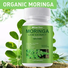 Moringa Oleifera Organic Leaf Extract 5,000mg Serving 100% Pure Capsules 60