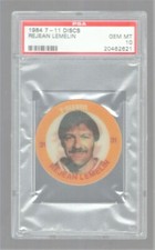 1984 7-11 DISCS  HOCKEY  REJEAN LEMELIN  PSA 10 GEM MINT  CALGARY FLAMES  POP 9